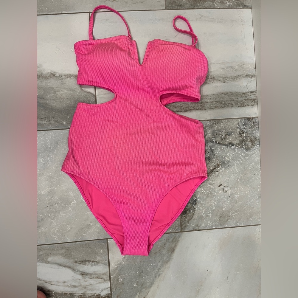 Aerie hot pink cutout swimsuit, medium